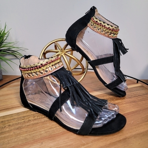Esmara by Heidi Klum Fringe cage Sandals Vegan Boho Size 5.5 - Picture 3 of 14